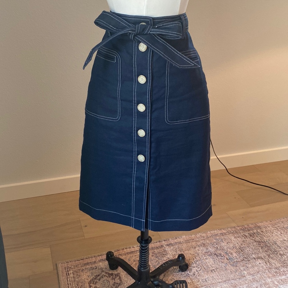 Navy linen JCrew size 4 skirt
